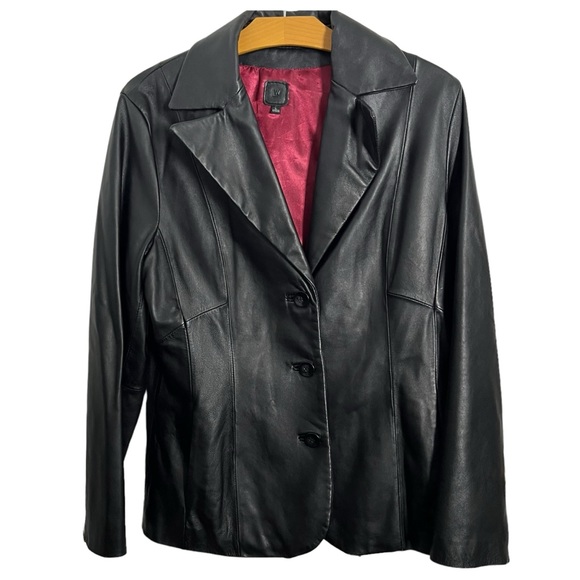 Blazer 100% Cuir Bordeaux Wilson Maxima - Taille L, Occasion Très Bon état, Style Habillé